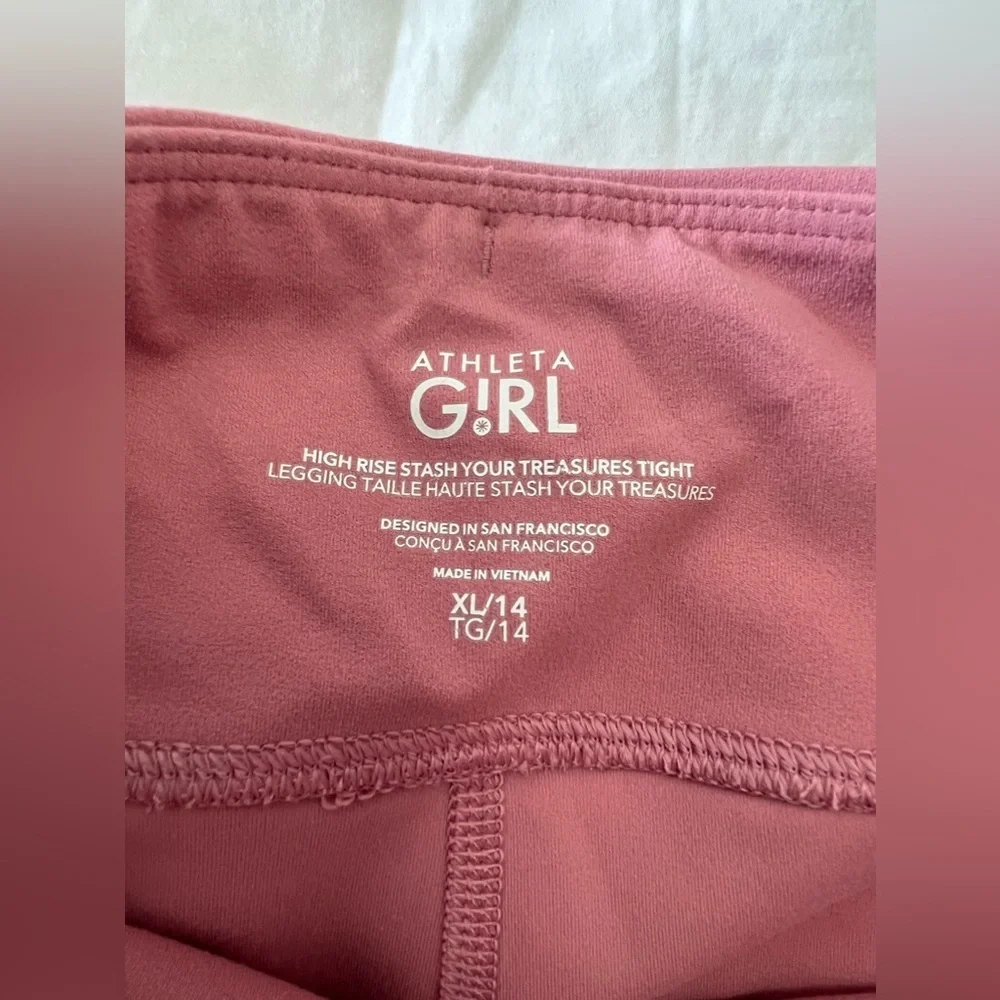 Athleta Girl | SZ XL (14) High Rise Stash Your Treasures Tight Legging Pink - Picture 2 of 7